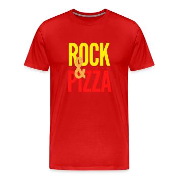 Rock et Pizza - T-shirt bio Premium Homme - rouge - Devant - Damien (186cm)