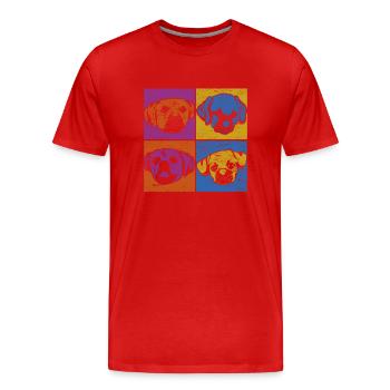 Chien Cadeau Chien Ami Pop Art Puggle - T-shirt bio Premium Homme - rouge - Devant - Damien (186cm)