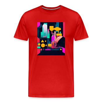 Cyber City - Men's Premium Organic T-Shirt - red - Front - Damien (186cm)