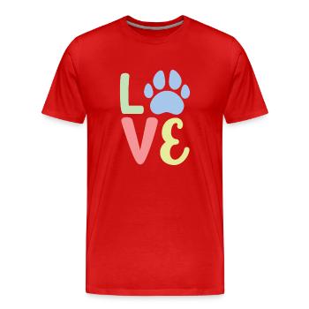 Pattes d’amour - T-shirt bio Premium Homme - rouge - Devant - Damien (186cm)