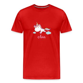 AVA Pink Unicorn Nouveauté - T-shirt bio Premium Homme - rouge - Devant - Damien (186cm)