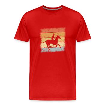 Polo Pferdesport Retro Design - Männer Premium Bio T-Shirt - Rot - Vorne - Damien (186cm)