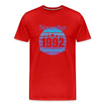 Geboren November 1992 30 Jahre 30er 30.Geburtstag - Männer Premium Bio T-Shirt - Rot - Vorne - Damien (186cm)