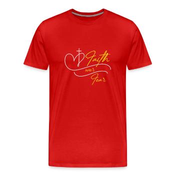 La foi sur la peur - T-shirt bio Premium Homme - rouge - Devant - Damien (186cm)