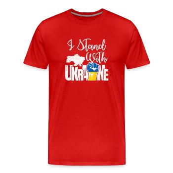 Ukraine Flag Ukrainian Patriot Fist Ukraine - Men's Premium Organic T-Shirt - red - Front - Damien (186cm)