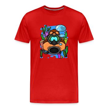 Scuba Diver Monkey Diving Goggles Scuba Diving - T-shirt bio Premium Homme - rouge - Devant - Damien (186cm)