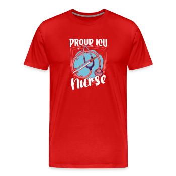 Fière infirmière en soins intensifs Soins intensifs - T-shirt bio Premium Homme - rouge - Devant - Damien (186cm)