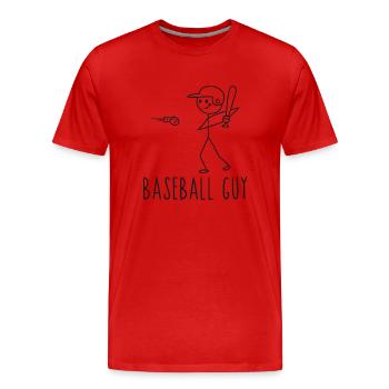 Baseball Fan Stick Figure Man - Men's Premium Organic T-Shirt - red - Front - Damien (186cm)