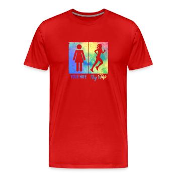 Fun Running Lovers Jogging Lovers Runners - Men's Premium Organic T-Shirt - red - Front - Damien (186cm)