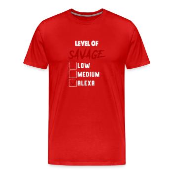 Niveau de Sauvage: ALEXA Coche Nouveauté Personnalisée Na - T-shirt bio Premium Homme - rouge - Devant - Damien (186cm)