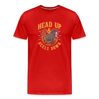 Head Up And Heels Down Rider Horse Riding - Men's Premium Organic T-Shirt - red - Front - Damien (186cm)
