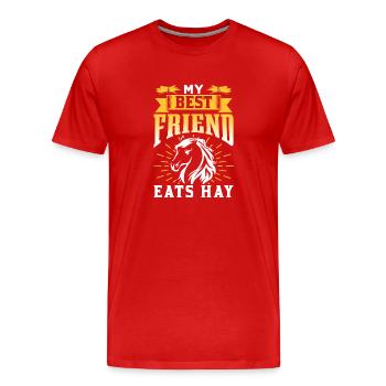 Mein Bester Freund Frisst Heu Reiten Pferd - Männer Premium Bio T-Shirt - Rot - Vorne - Damien (186cm)