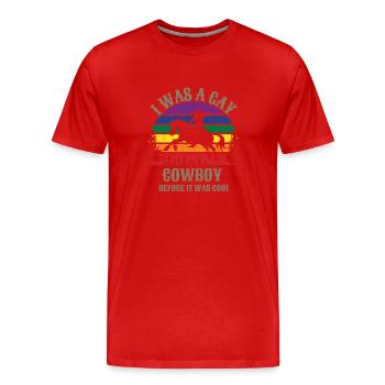 Mois de la fierté Rainbow Design avec Cowboy - T-shirt bio Premium Homme - rouge - Devant - Damien (186cm)