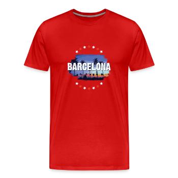 Barcelone - T-shirt bio Premium Homme - rouge - Devant - Damien (186cm)
