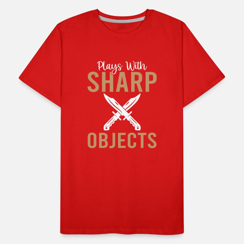 Plays With Sharp Objects - Knife Collector Männer Premium Bio T-Shirt