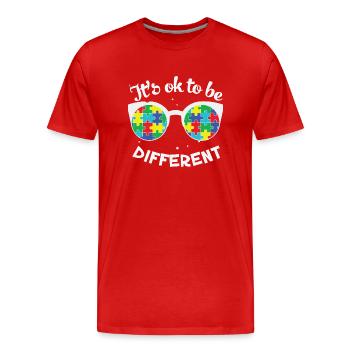 Sensibilisation à l’autisme Okay To Be Different Maman soutien - T-shirt bio Premium Homme - rouge - Devant - Damien (186cm)