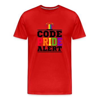 Code Pride Alert Bisexual Lesbian Love Asexual Tra - Männer Premium Bio T-Shirt - Rot - Vorne - Damien (186cm)