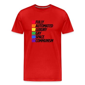 Fully Automated Luxury Gay Space Communism Lesbian - Männer Premium Bio T-Shirt - Rot - Vorne - Damien (186cm)