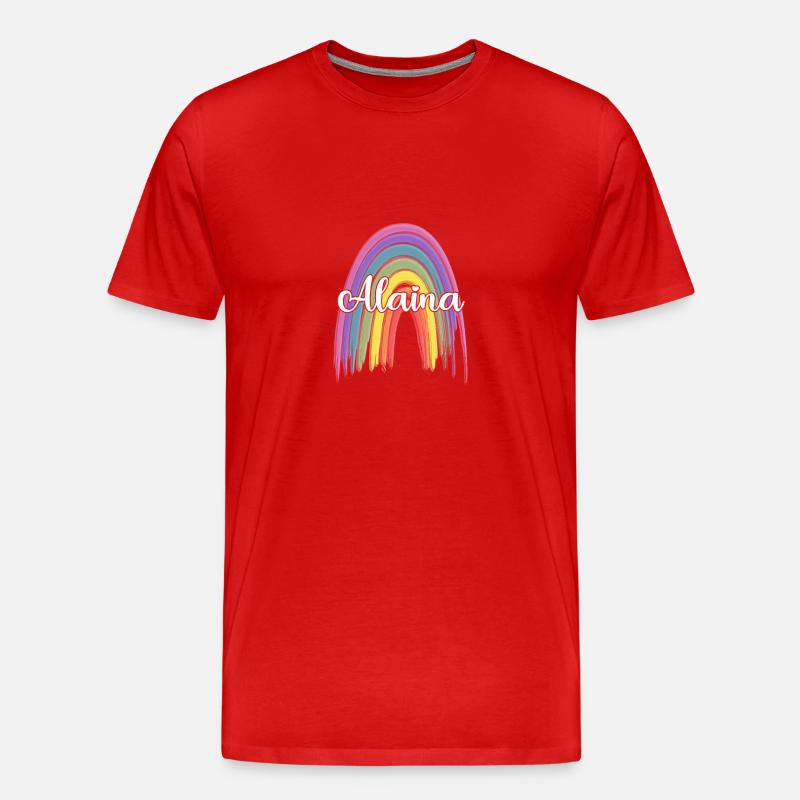 ALAINA Rainbow Cursive - Männer Premium Bio T-Shirt - Rot