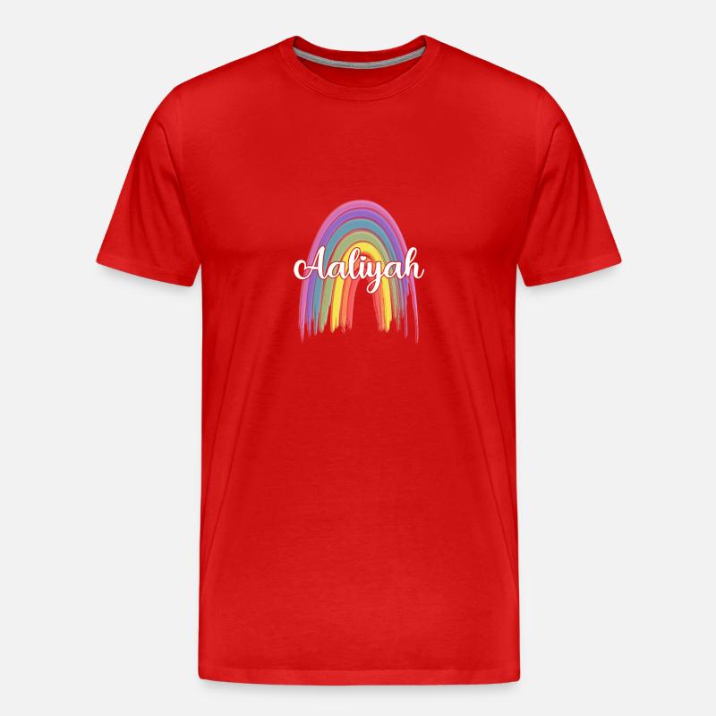 AALIYAH Rainbow Cursive - Männer Premium Bio T-Shirt - Rot