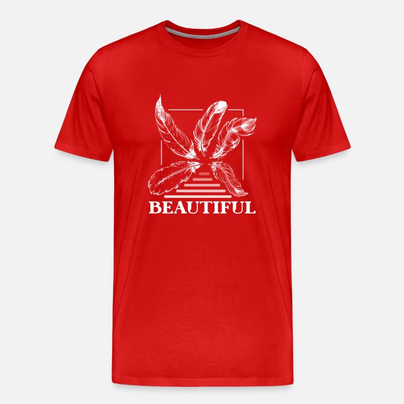 Federn - Männer Premium Bio T-Shirt - Rot