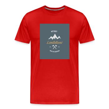 Ohne Einschränkungen neue Erkundungen - Männer Premium Bio T-Shirt - Rot - Vorne - Damien (186cm)