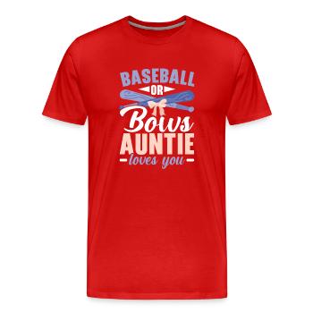 Baseball oder Bögen Tante liebt dich Baby Reveal - Männer Premium Bio T-Shirt - Rot - Vorne - Damien (186cm)