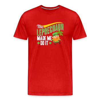 Der Leprechaun Hat Mich Dazu Gezwungen Kobold Ire - Männer Premium Bio T-Shirt - Rot - Vorne - Damien (186cm)