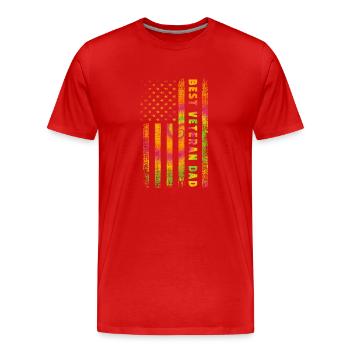 Meilleur père vétéran - T-shirt bio Premium Homme - rouge - Devant - Damien (186cm)