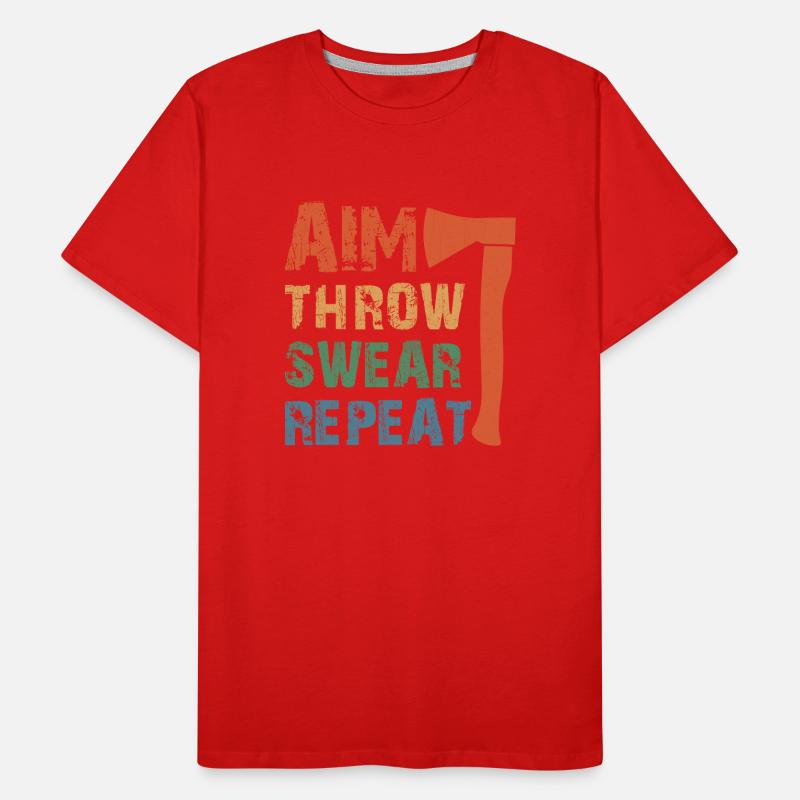 Aim Throw Swear Repeat - Axe Throwing Männer Premium Bio T-Shirt
