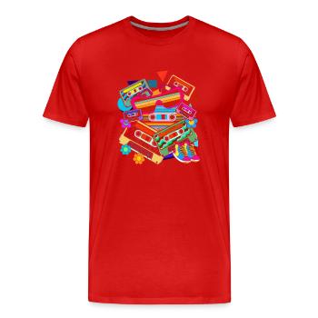Achtziger Jahre Geschenkidee Retro Kassette - Männer Premium Bio T-Shirt - Rot - Vorne - Damien (186cm)