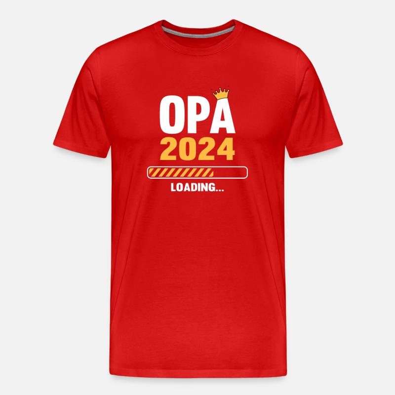 Opa 2024 Loading Schwangerschaftsankündigung - Männer Premium Bio T-Shirt - Rot