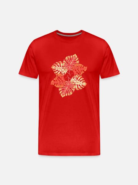 Tropical Plant Monstera Leaves Monstera - Men's Premium Organic T-Shirt - red