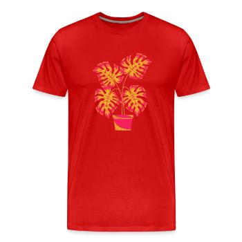 Jardinier tropical de plantes d’intérieur Cadeau Monstera - T-shirt bio Premium Homme - rouge - Devant - Damien (186cm)