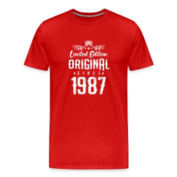1987 limited edition - Men's Premium Organic T-Shirt - red - Front - Damien (186cm)