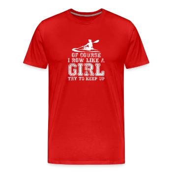 Cool Ruderkunst Frauen Mädchen Steuermann Paddel Ruder Wortspiel - Männer Premium Bio T-Shirt - Rot - Vorne - Damien (186cm)