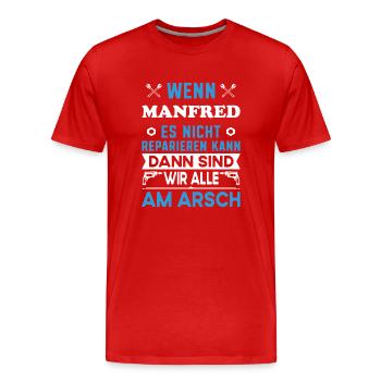 Name Manfred reparieren Arbeit Büro lustig Fun - Männer Premium Bio T-Shirt - Rot - Vorne - Damien (186cm)