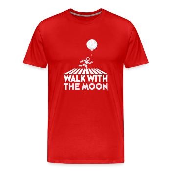 Astronaut Walkr with the moon Planet - Men's Premium Organic T-Shirt - red - Front - Damien (186cm)