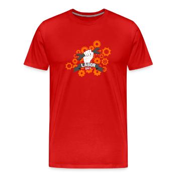 Labor Day - Men's Premium Organic T-Shirt - red - Front - Damien (186cm)