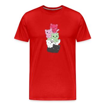 recipromantic Flag Pride LGBTQ cute cat bunch - Men's Premium Organic T-Shirt - red - Front - Damien (186cm)
