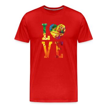 Aquarelle de l’équipe de volley-ball - T-shirt bio Premium Homme - rouge - Devant - Damien (186cm)