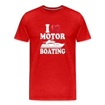 I Love Motor Boating Lake Boating Summer Boat - Men's Premium Organic T-Shirt - red - Front - Damien (186cm)