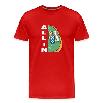 Joueur de poker 7 et 2 cartes de poker All In Poker - T-shirt bio Premium Homme - rouge - Devant - Damien (186cm)