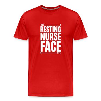 Resting Nurse Face - Men's Premium Organic T-Shirt - red - Front - Damien (186cm)