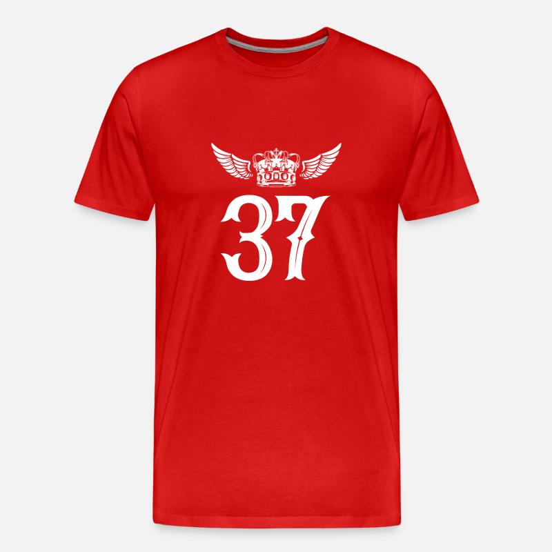 37 Zahl Krone - Männer Premium Bio T-Shirt - Rot
