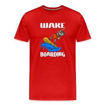 Wakeboarder Skelett auf dem Wakeboarden - Männer Premium Bio T-Shirt - Rot - Vorne - Damien (186cm)
