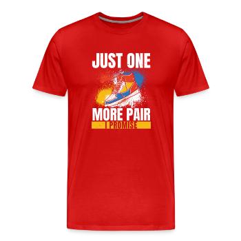 Une seule paire de plus que je promets collectionneur de chaussures - T-shirt bio Premium Homme - rouge - Devant - Damien (186cm)