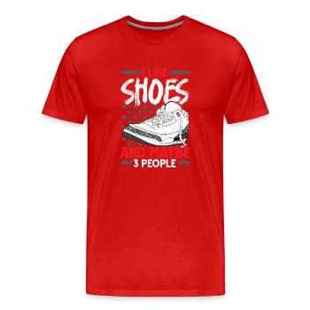 Chaussures et peut-être 3 personnes collectionneur de chaussures - T-shirt bio Premium Homme - rouge - Devant - Damien (186cm)