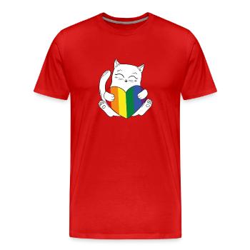 Cat Rainbow LGBT - Men's Premium Organic T-Shirt - red - Front - Damien (186cm)