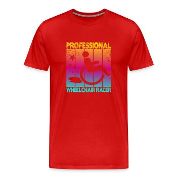 Coureur professionnel en fauteuil roulant - T-shirt bio Premium Homme - rouge - Devant - Damien (186cm)